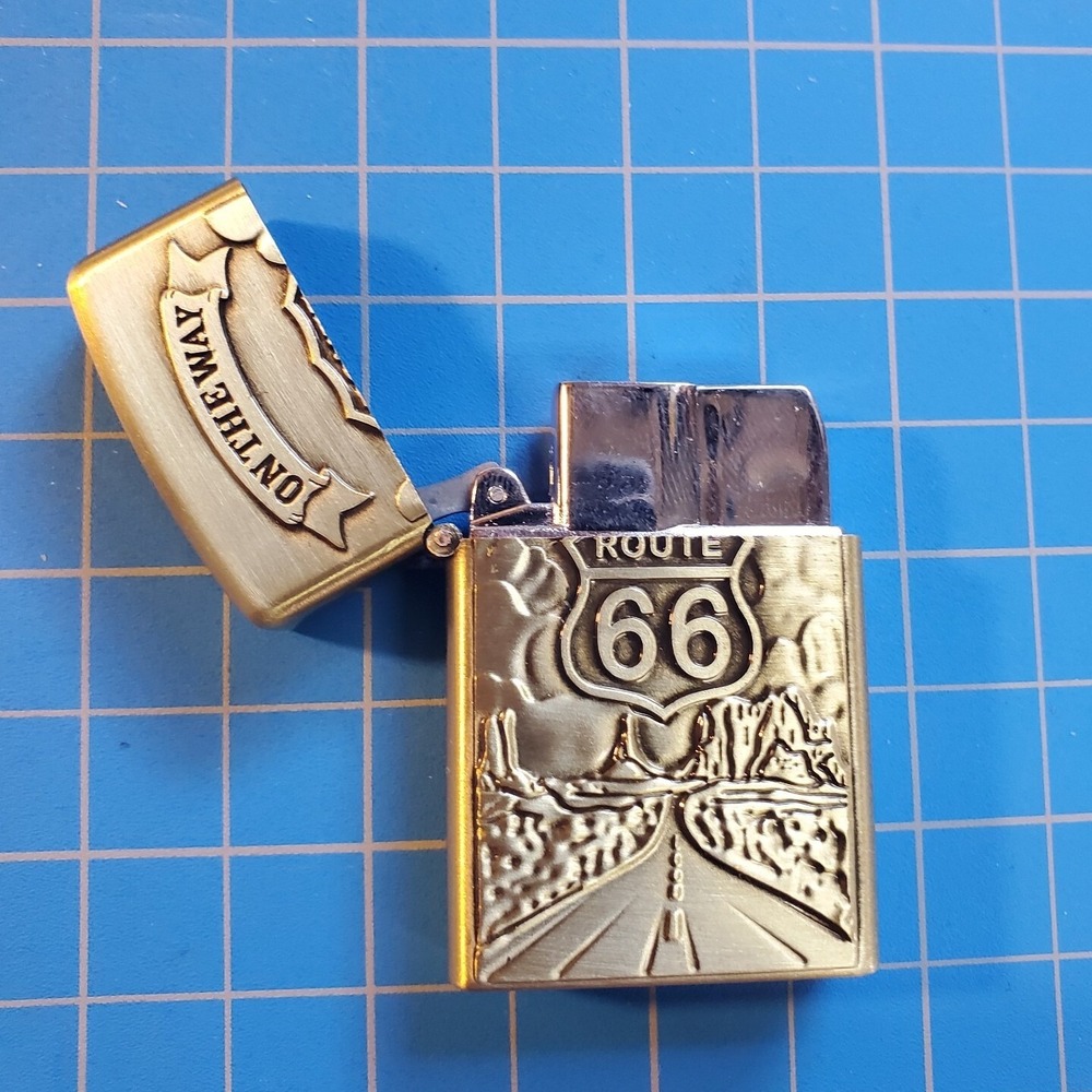 Route 66 Embosed Butane Single Flame Refillable Lighter - Picture 3 of 7